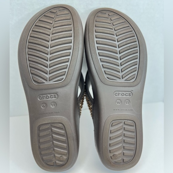 Crocs Monterey Diamante Wedges Womens Sz 11 Espresso/Bronze LKNW Condition - Picture 12 of 13